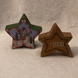 Christmas Table Decor ~ Star Shaped Wood Blocks Santa